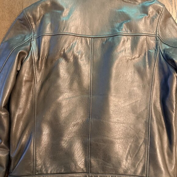 TOMMY HILFIGER Men's Leather Bomber Jacket ~ Size L - Picture 2 of 11